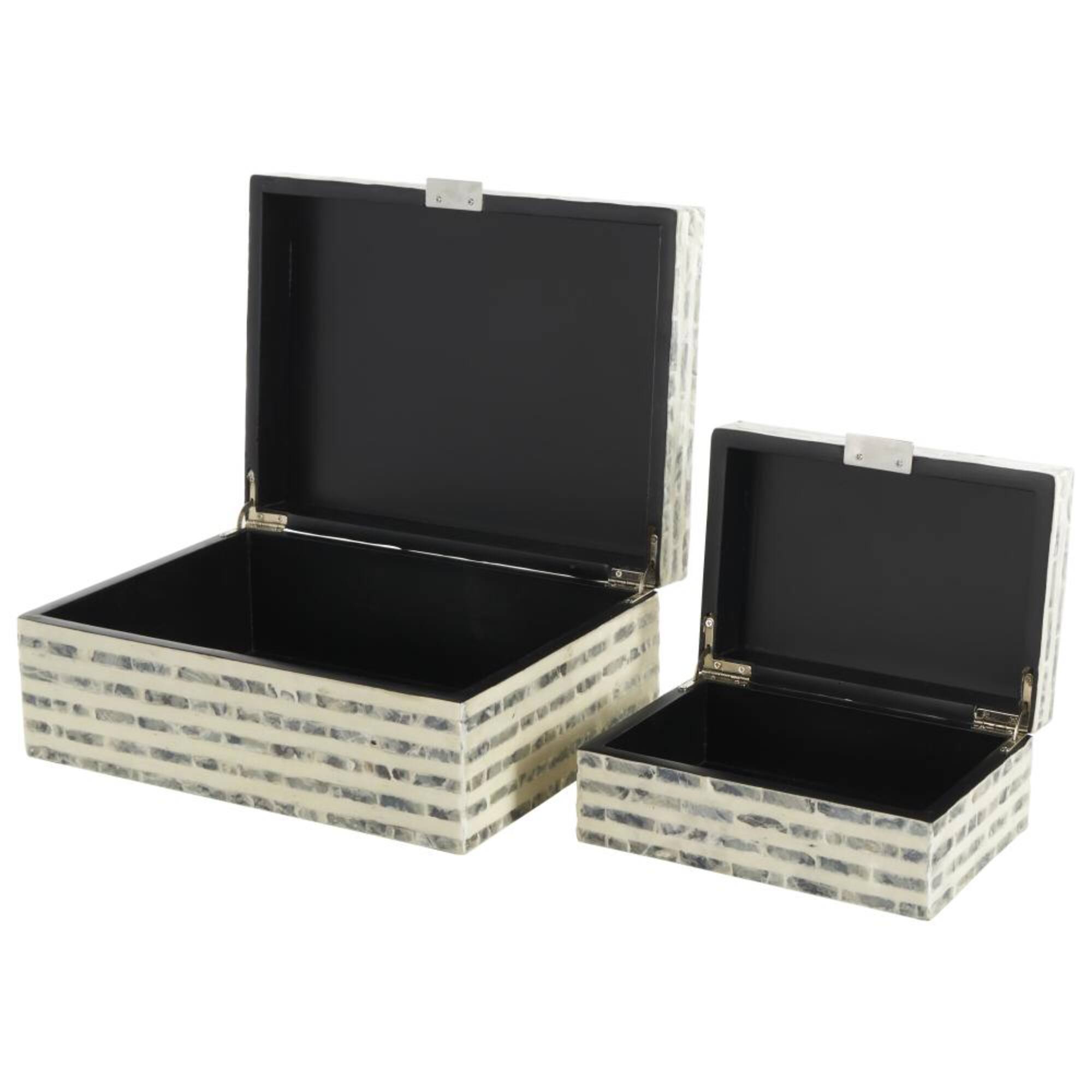 Cream & Gray Geometric Mosaic Mother of Pearl Handmade Storage Box Set